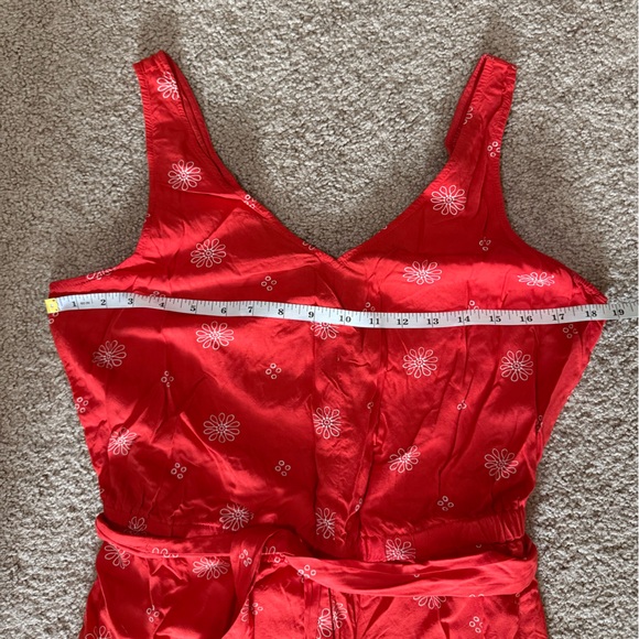 LOFT Red Floral Wide Leg Sleeveless Jumpsuit Size 6 - Picture 8 of 9